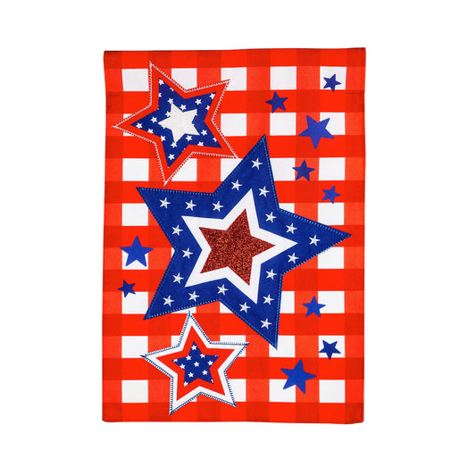 Patriotic Star Trio Garden Linen Flag
