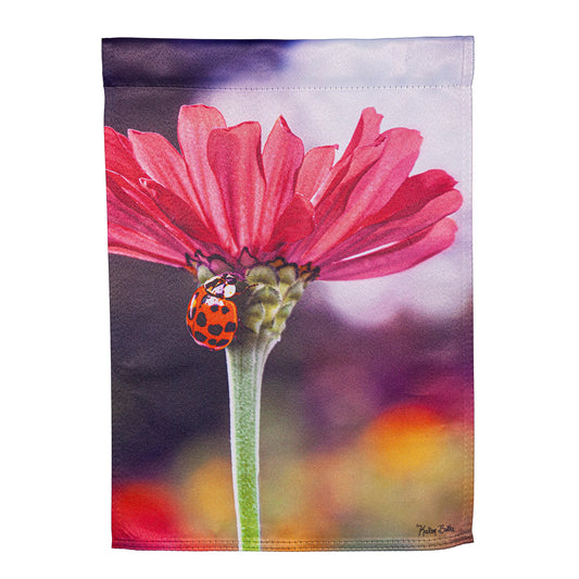Ladybug on the Flower Suede Garden Flag