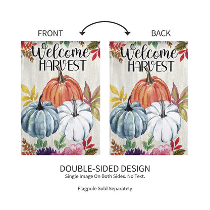 Welcome Harvest Suede Garden Flag
