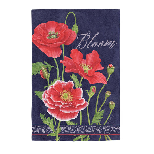 Red Poppies Bloom Suede House Flag