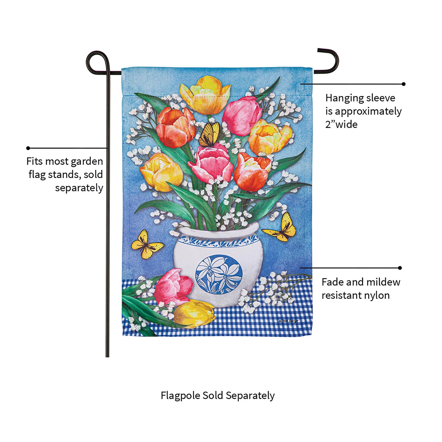 Butterflies and Tulips Suede Garden Flag