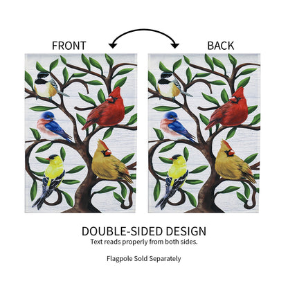 Songbirds in Tree of Life Trelis Garden Applique Flag