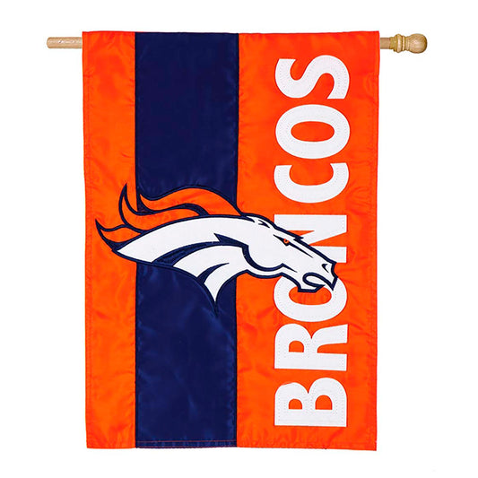 Double-Sided Embellished NFL Team Pride Applique House Flag, Denver Broncos