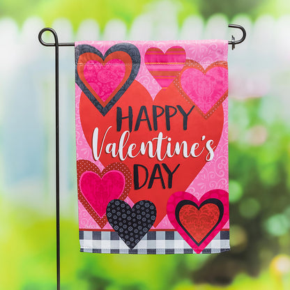 Patterned Valentine's Hearts Garden Suede Flag