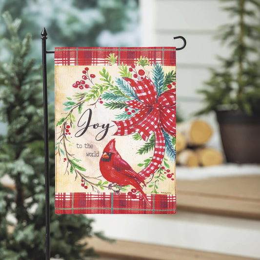 Cardinal Joy Burlap Garden Flag