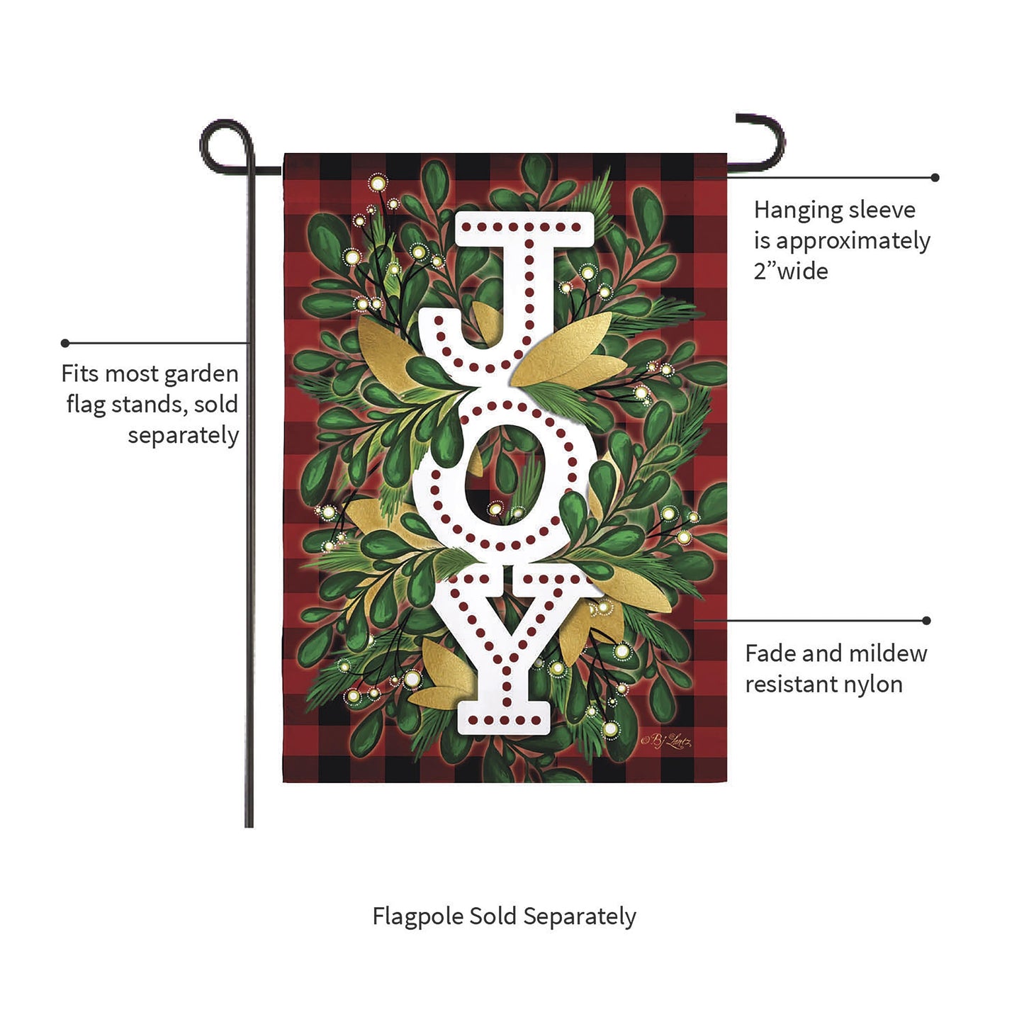 Holiday Joy Burlap Garden Flag