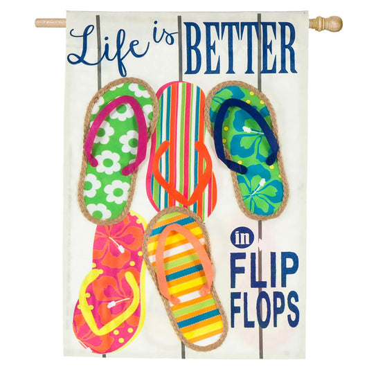 Life Is Better In Flip Flops Suede House Flag
