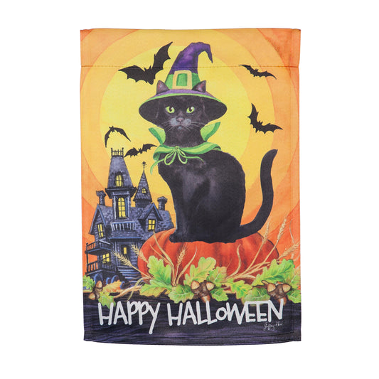 Halloween Black Cat Garden Suede Flag