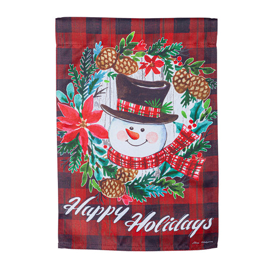 Happy Christmas Snowman Suede House Flag
