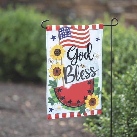God Bless Patriotic Applique Garden Flag