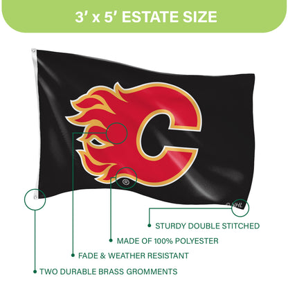 Calgary Flames Single Sided Flag w/ 2 Grommets, 3'x5'