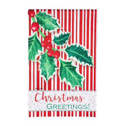 Christmas Greetings Burlap House Flag