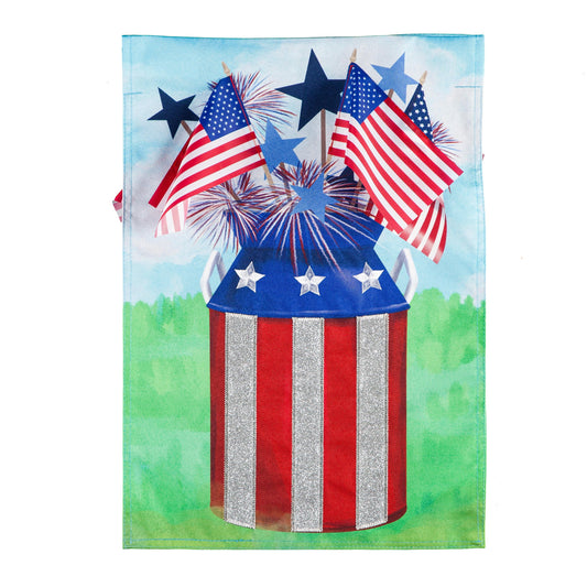 Patriotic Milk Jug Garden Linen Flag
