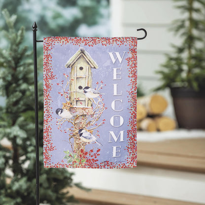 Chickadee Dee Dee's Suede Garden Flag