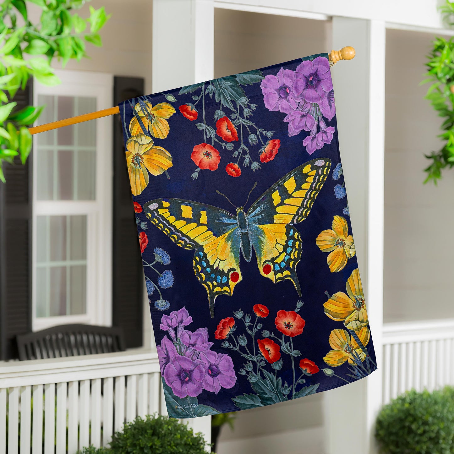 Butterfly Garden Suede House Flag
