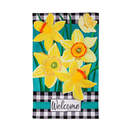 Daffodil Garden House Burlap Flag