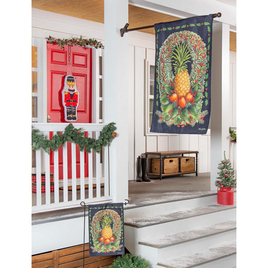 Christmas Pineapple Wreath Burlap House Flag