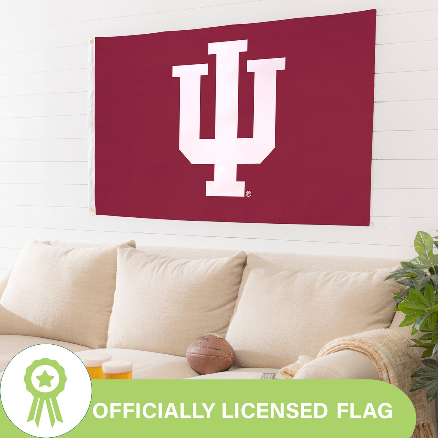 3'x5' Single Sided Flag w/ 2 Grommets, Indiana University