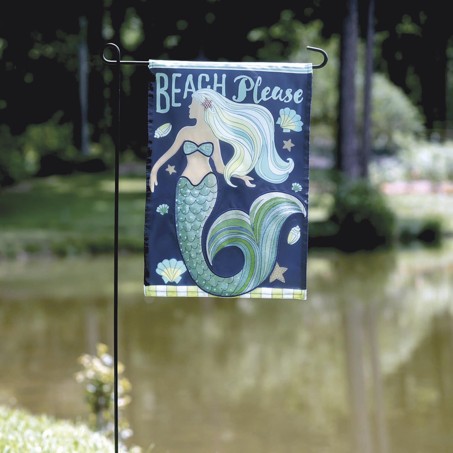 Mermaid Beach Applique Garden Flag