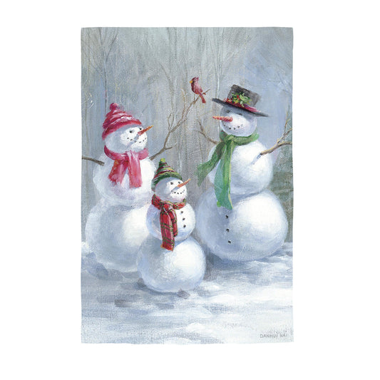 Snowman Family Lustre Garden Flag