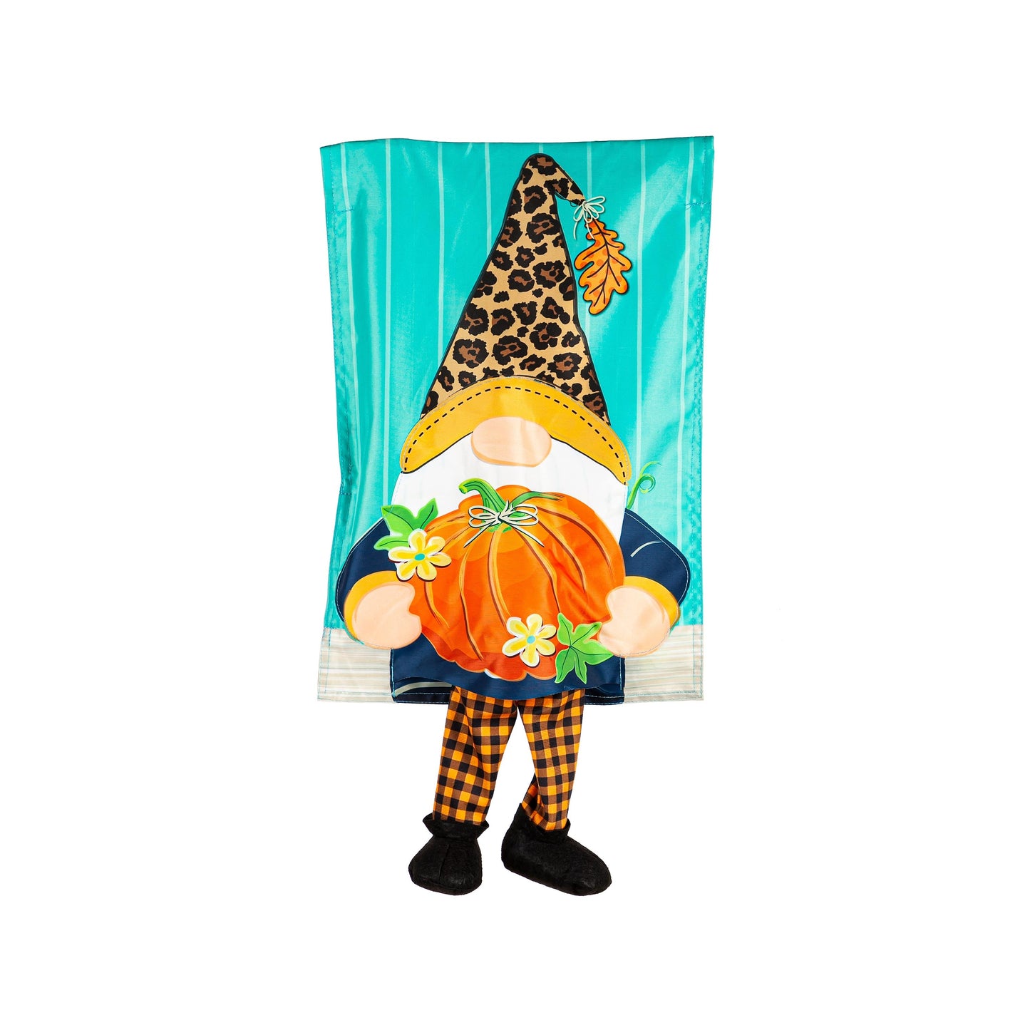 Fall Gnome with Pumpkin Kickin Garden Flag