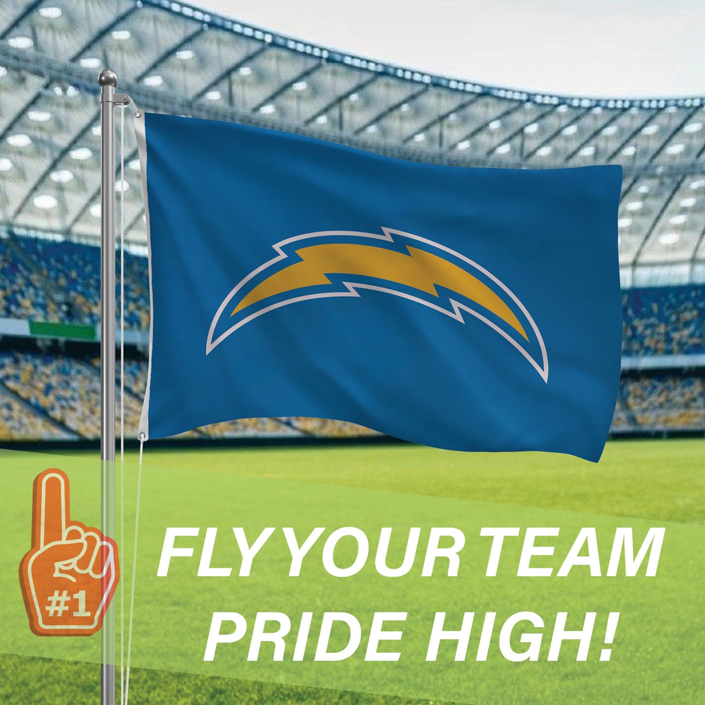 Los Angeles Chargers Single Sided Estate Flag with 2 Grommets, 3'x5'