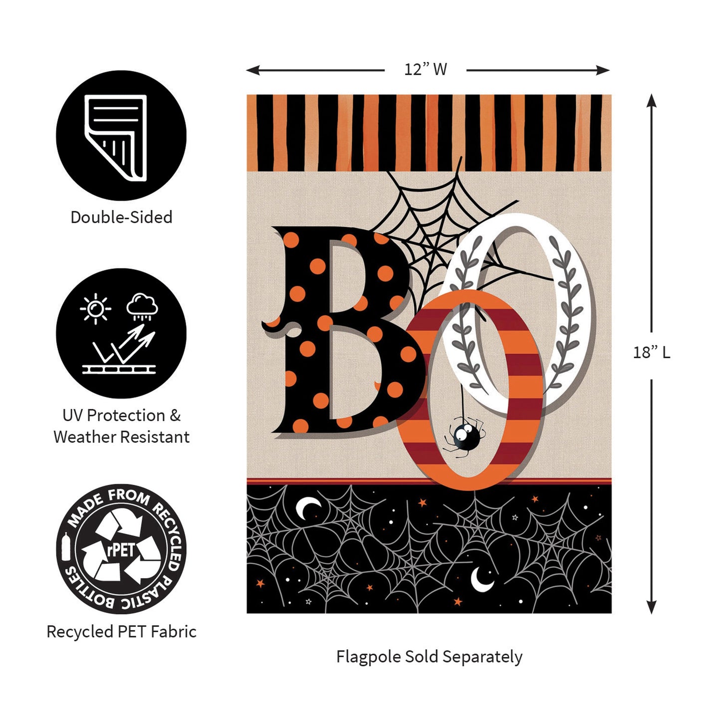 Polka Dots & Stripes Boo Suede Garden Flag