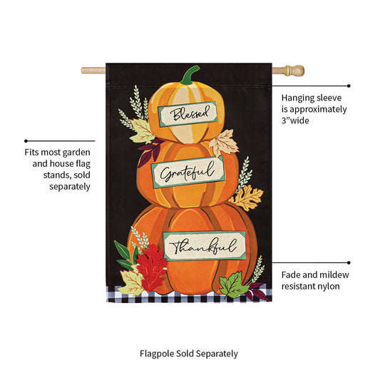 Stacked Pumpkins House Applique Flag
