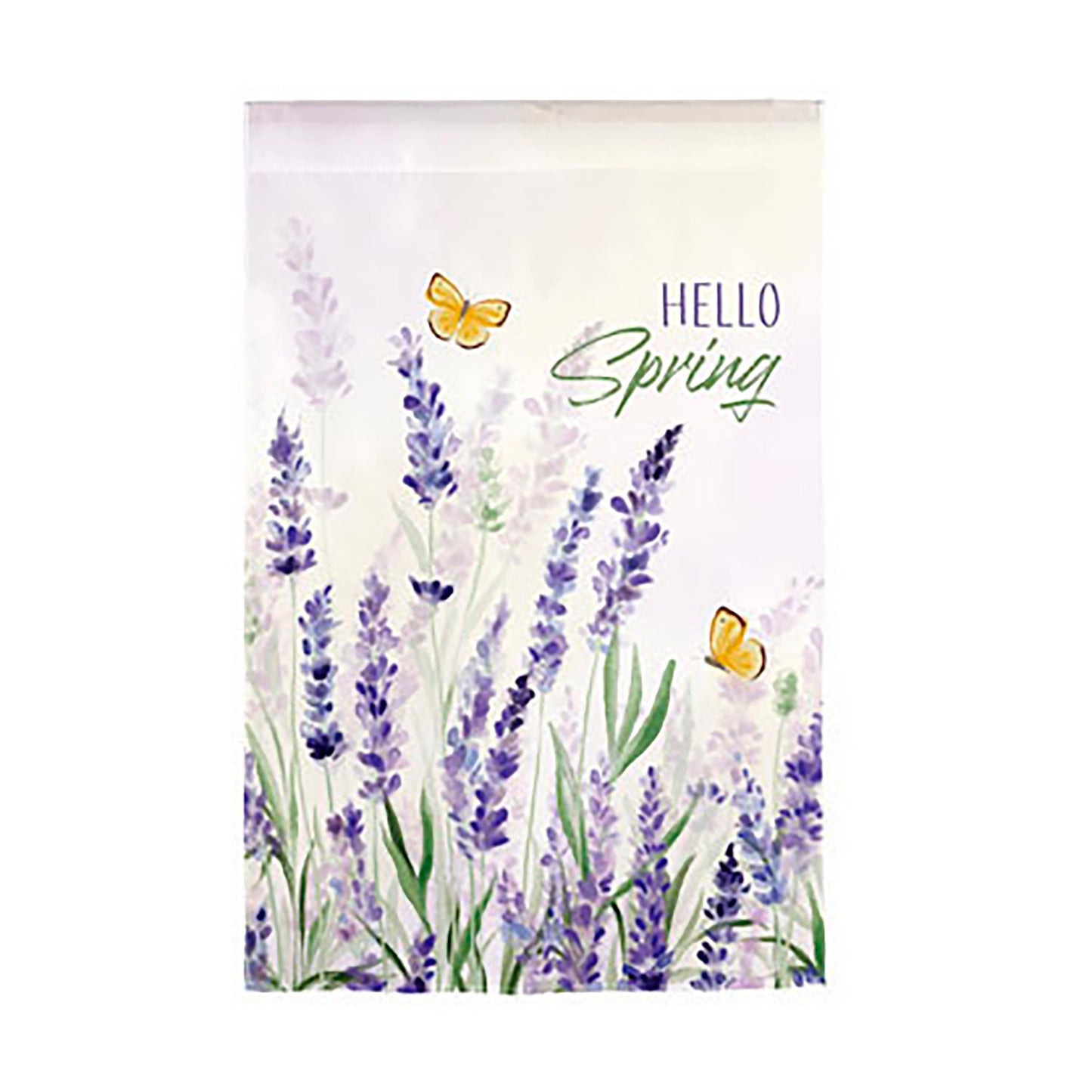 Hello Spring Lavender Burlap House Flag