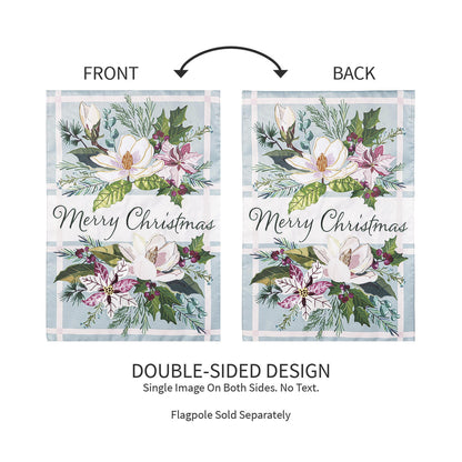 Merry Christmas Floral Applique Garden Flag