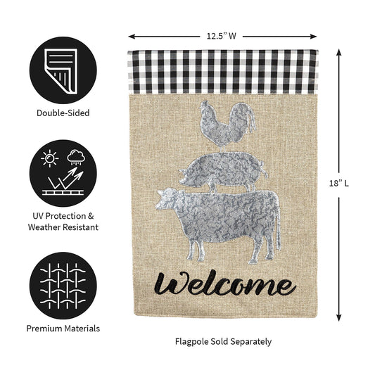 Galvanized Animal Stack Garden Burlap Flag
