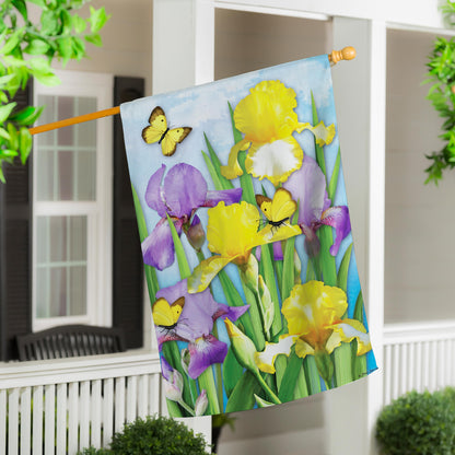 Irises in Spring Suede House Flag