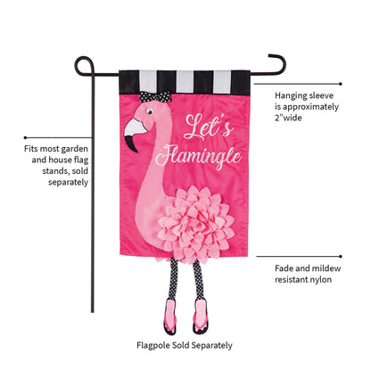 Let's Flamingle Garden Applique Flag