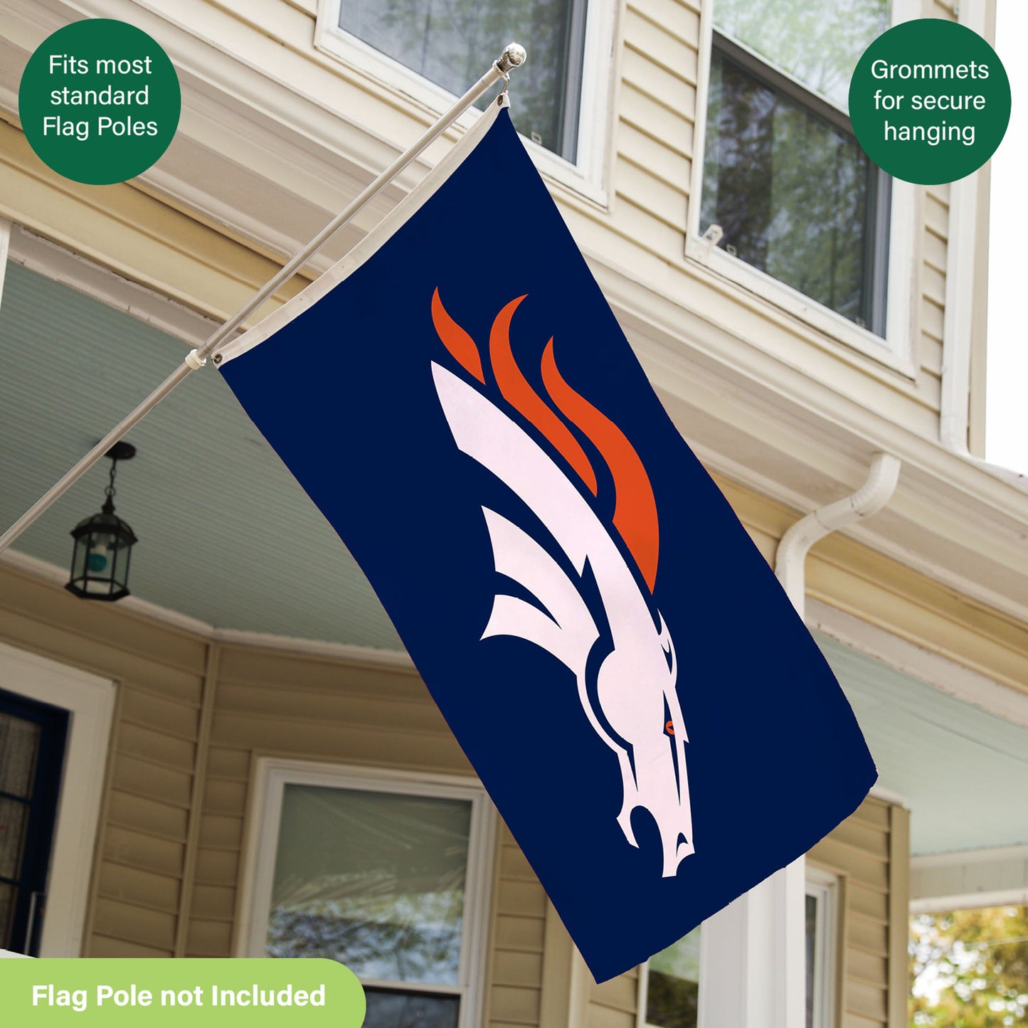 Denver Broncos Single Sided Flag with 2 Grommets, 3'x5'
