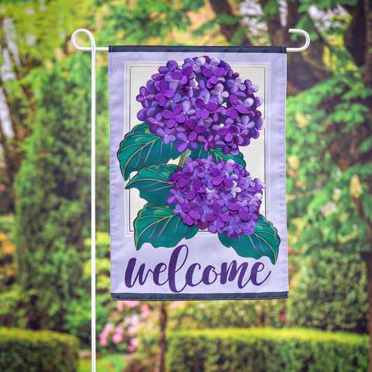 Hydrangea Welcome Garden Applique Flag