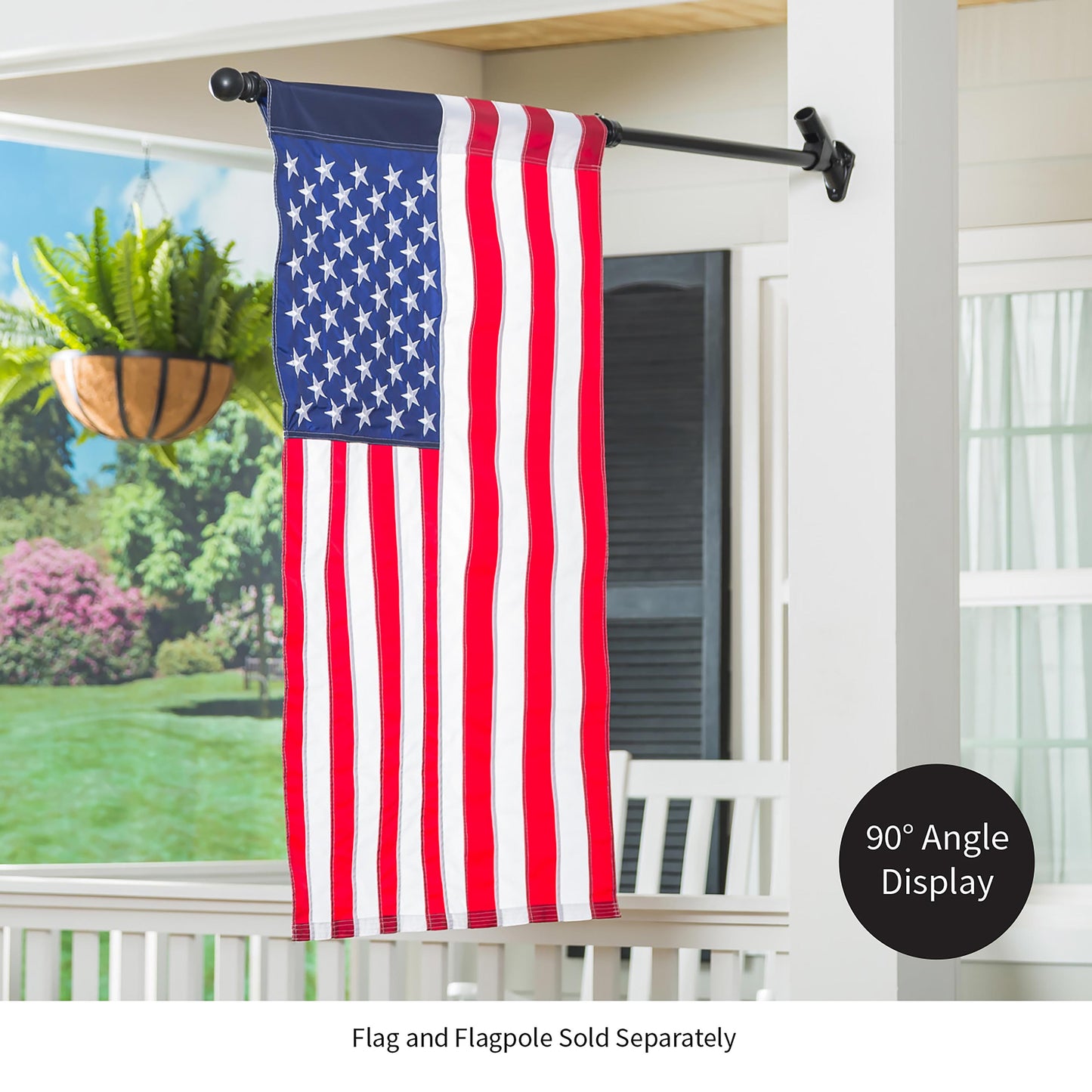 2-Position Cast Iron House Flag Bracket, Black