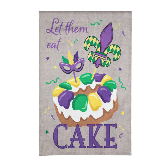 Mardi Gras Let Them Eat Cake Burlap House Flag