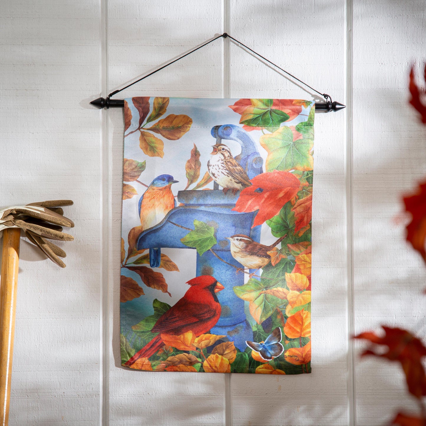 Where Birds Gather Suede Garden Flag