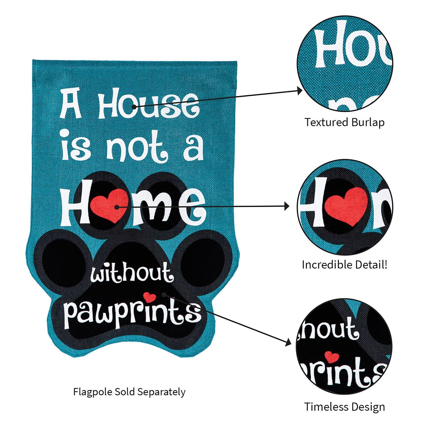 Paw Prints Burlap House Flag