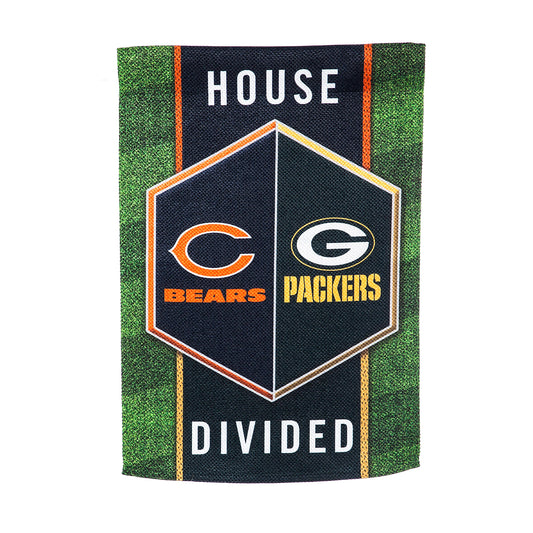 Green Bay Packers & Chicago Bears House Divided Suede Garden Flag