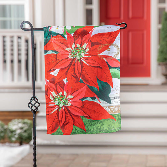 Elegant Poinsettia Suede Garden Flag