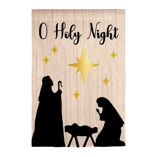 Nativity Silhouette Burlap Garden Flag