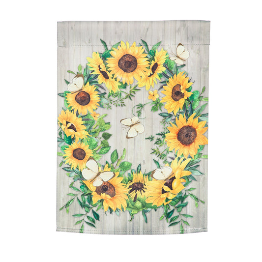 Sunflower Wreath Garden Suede Flag