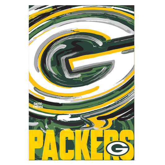 Green Bay Packers Justin Patten Logo Suede Garden Flag