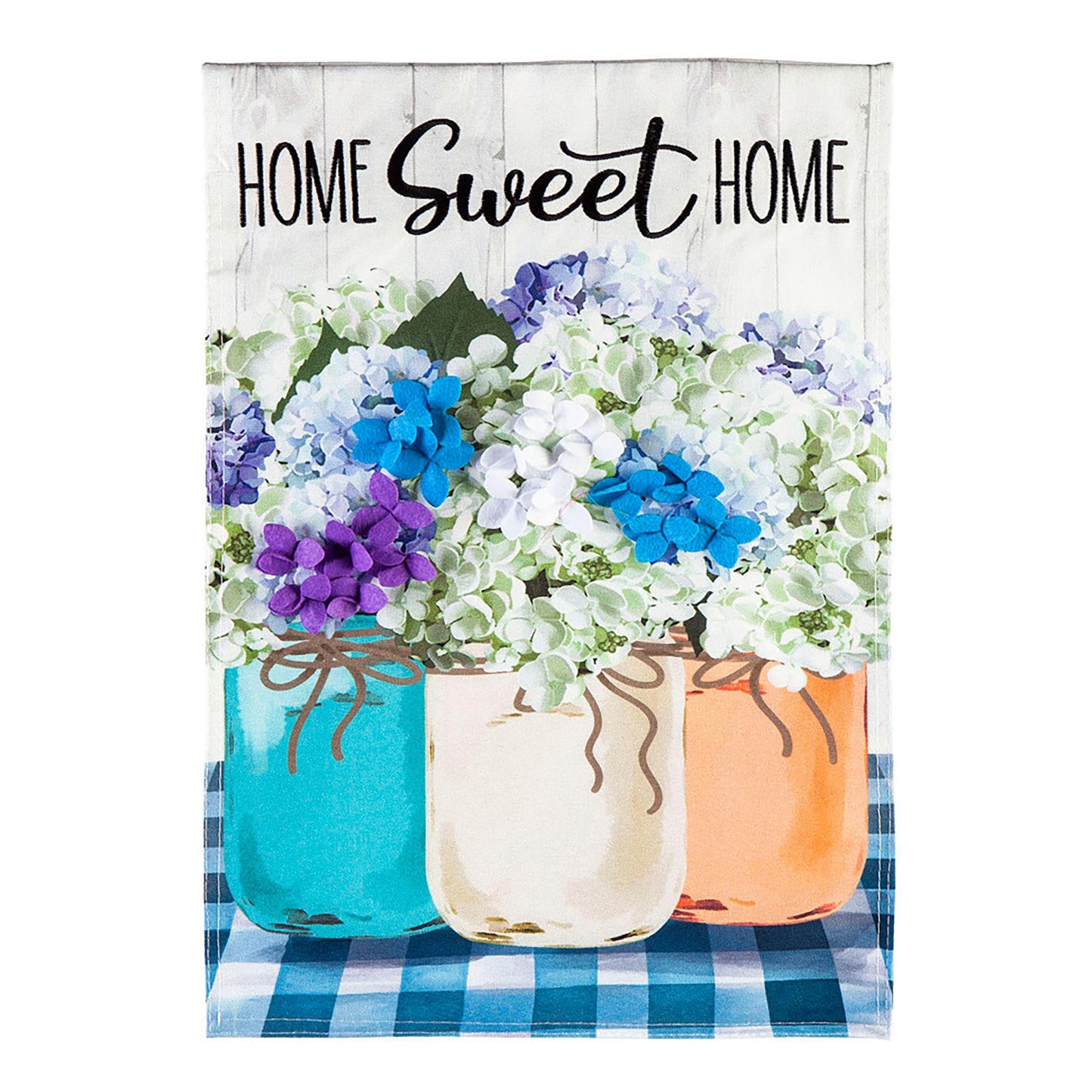 Hydrangea Mason Jars Garden Linen Flag