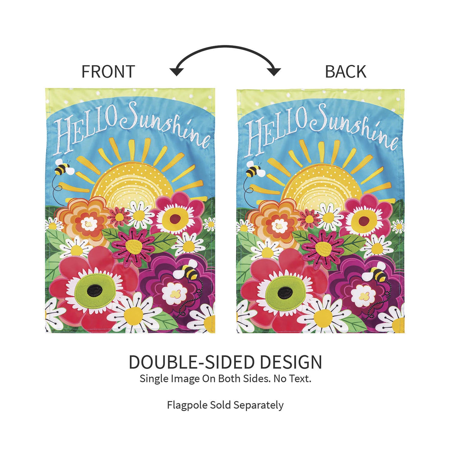 Hello Sunshine Applique Garden Flag