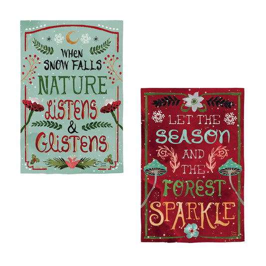 Santa's Forest of Wonder Reversible Burlap Garden Flag