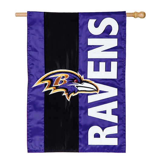 Double-Sided Embellished NFL Team Pride Applique House Flag, Baltimore Ravens