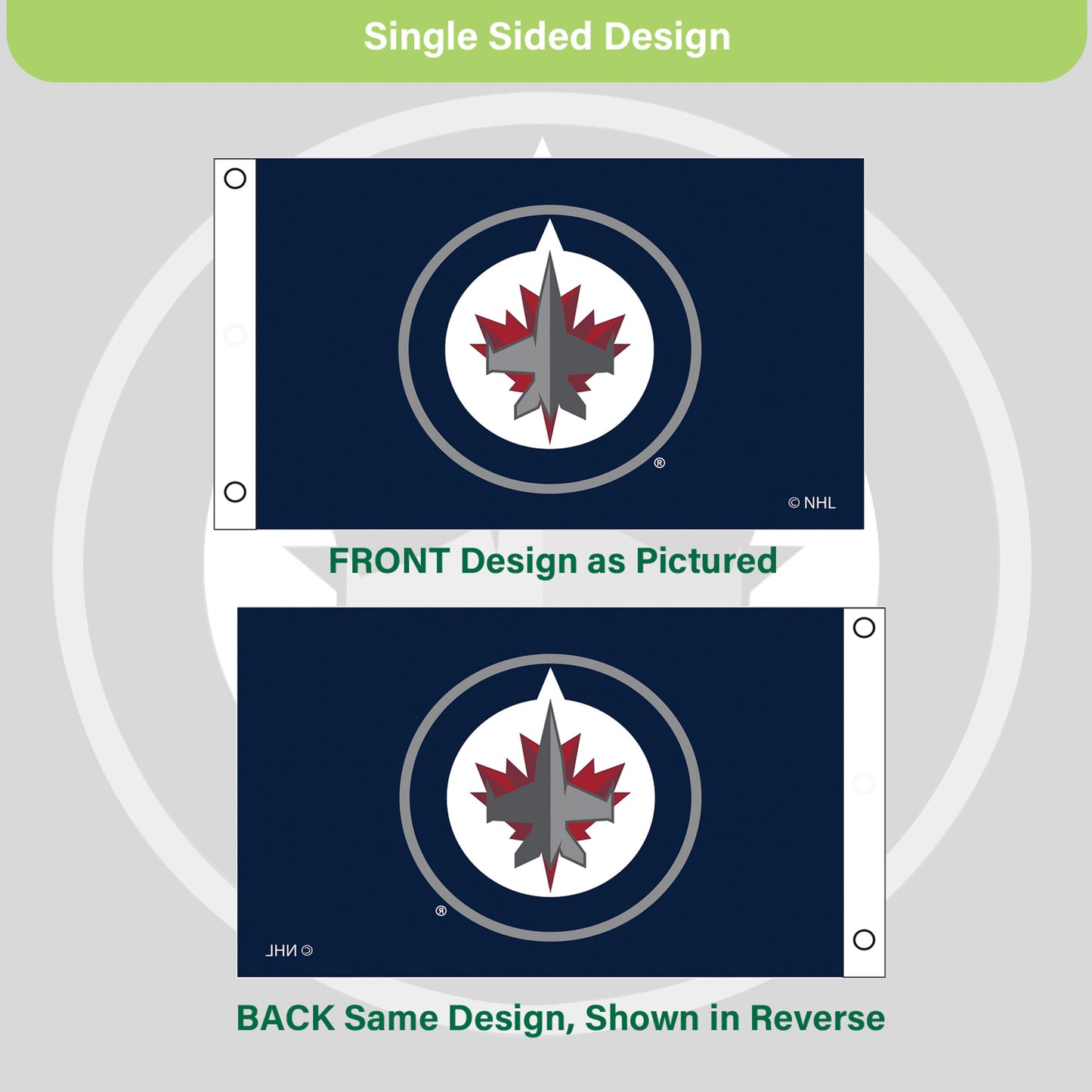Winnipeg Jets Single Sided Flag w/ 2 Grommets, 3'x5'