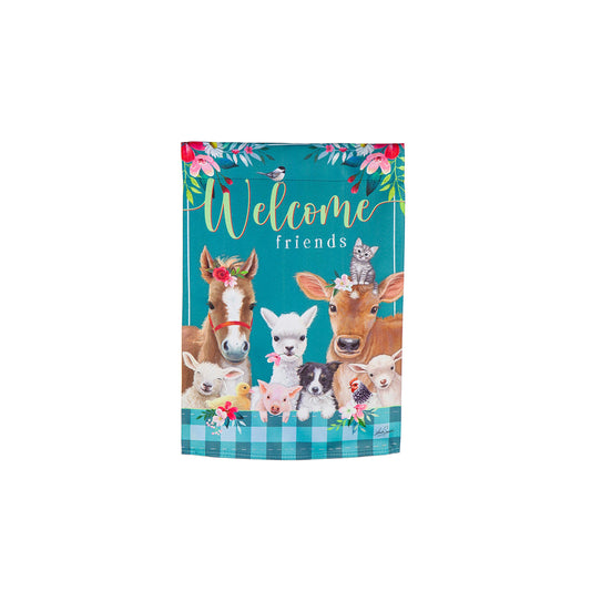 Sweet Farm Friends Garden Suede Flag